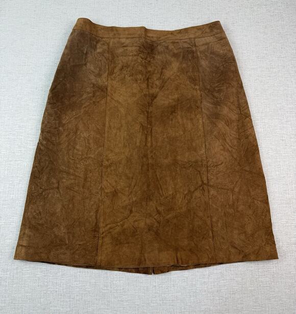 Mann’s Dresses & Skirts - Vintage Man’s Women’s Size 18 Genuine Leather Suede Skirt Brown Midi Lined